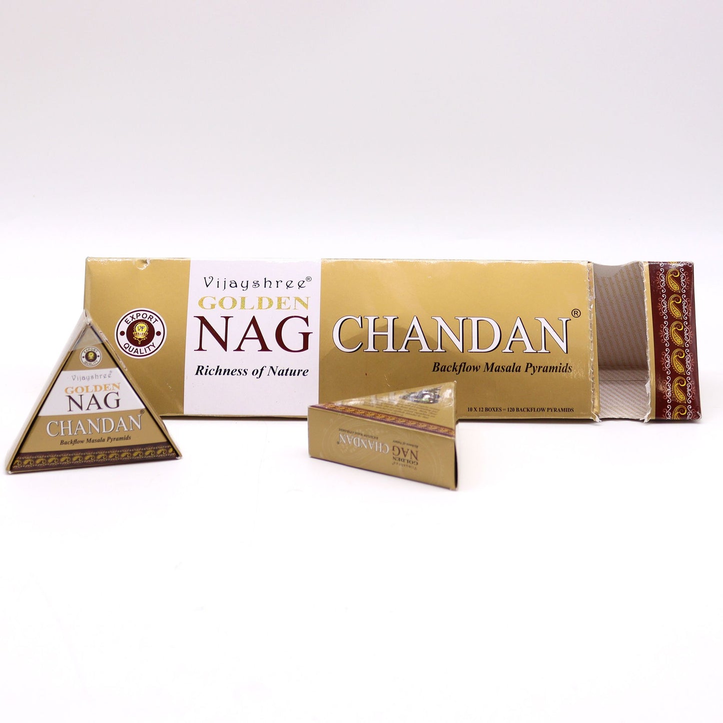42g Jumbo Golden Nag - Chandan Back Flow Incense Cones