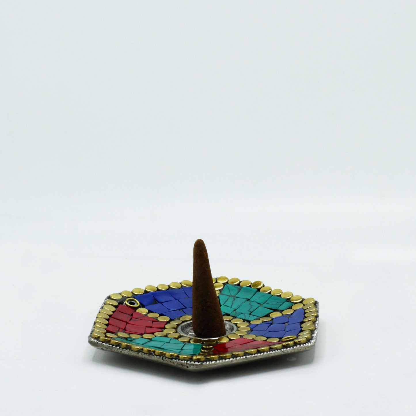 Hex Plate Tibetan Decor Cone & Stick Holder