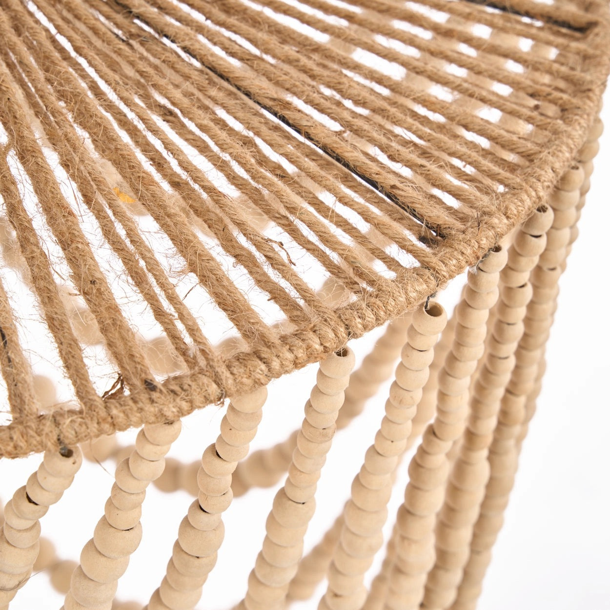 Grand Lustre en Perles de Bois Naturel - Suspension Boho Chic (Taille L)