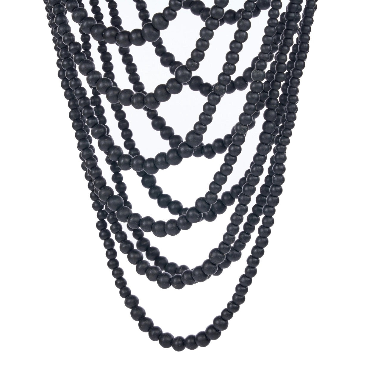 Grand Lustre en Perles de Bois Naturel - Noir - Suspension Boho Chic (Taille L)
