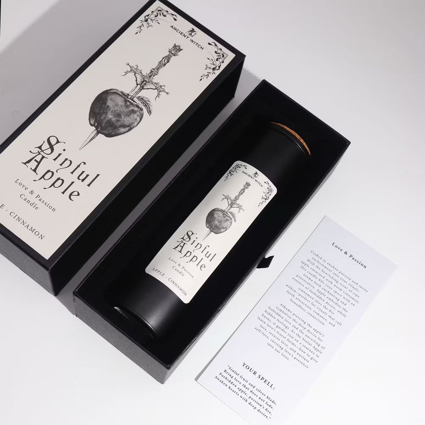 Bougie de purification de sorcières anciennes « Sinful Apple » – Pomme Pécheresse – Amour & Passion