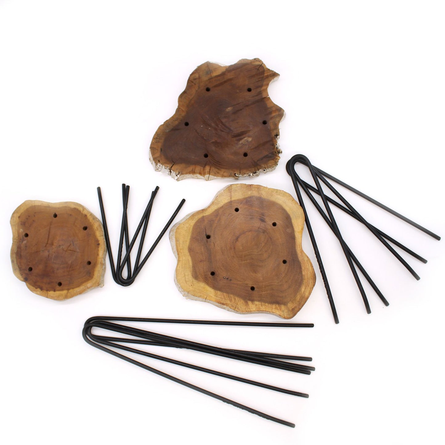 Set of 3 Gamell Wood Plant Stands - Greenwash