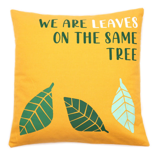 Printed Cotton Cushion Cover - We are Leaves - Natural