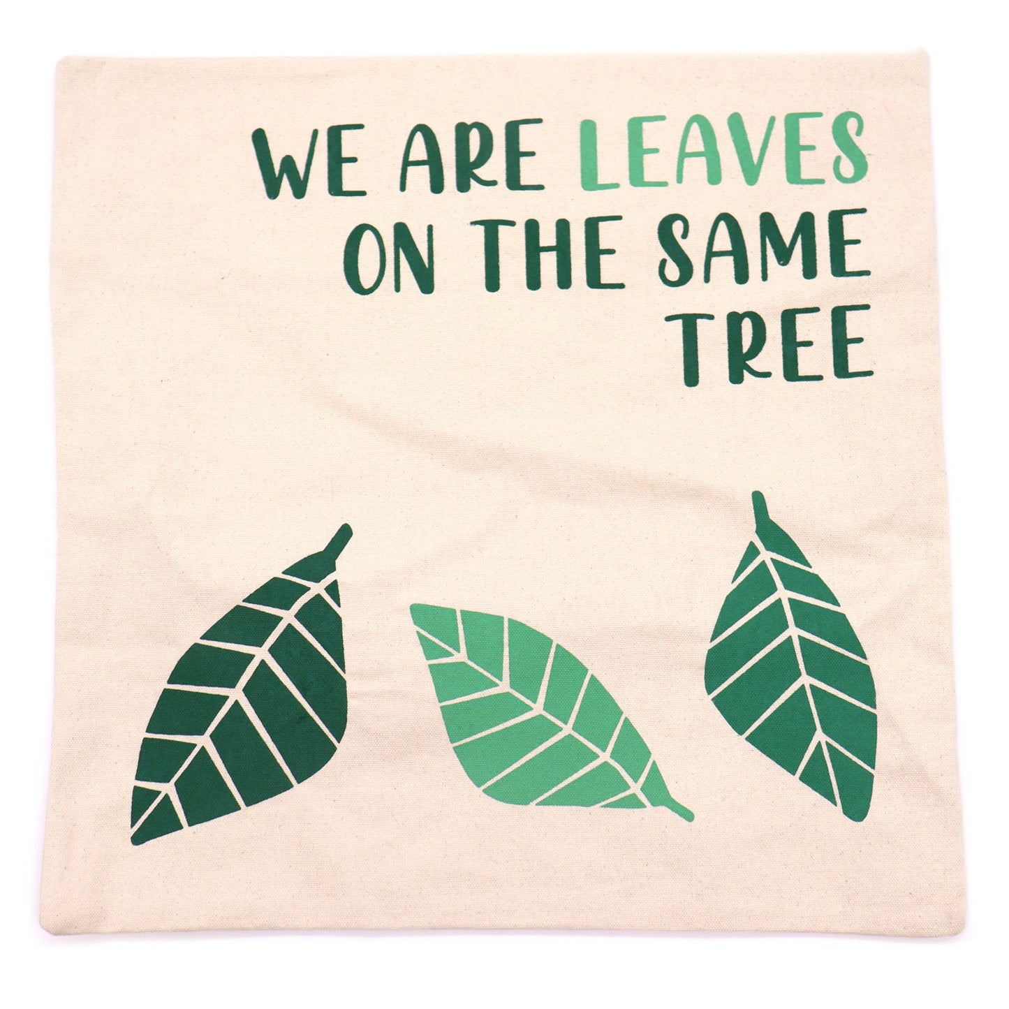 Printed Cotton Cushion Cover - We are Leaves - Blue
