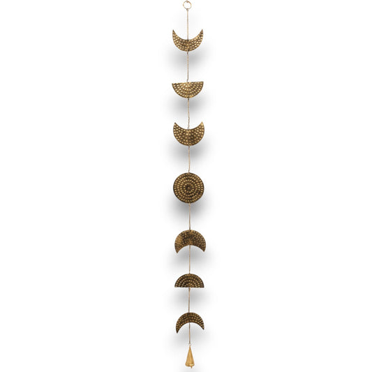 Indian Chimes - Brass Moon Phases Drop with Bell - 25cm
