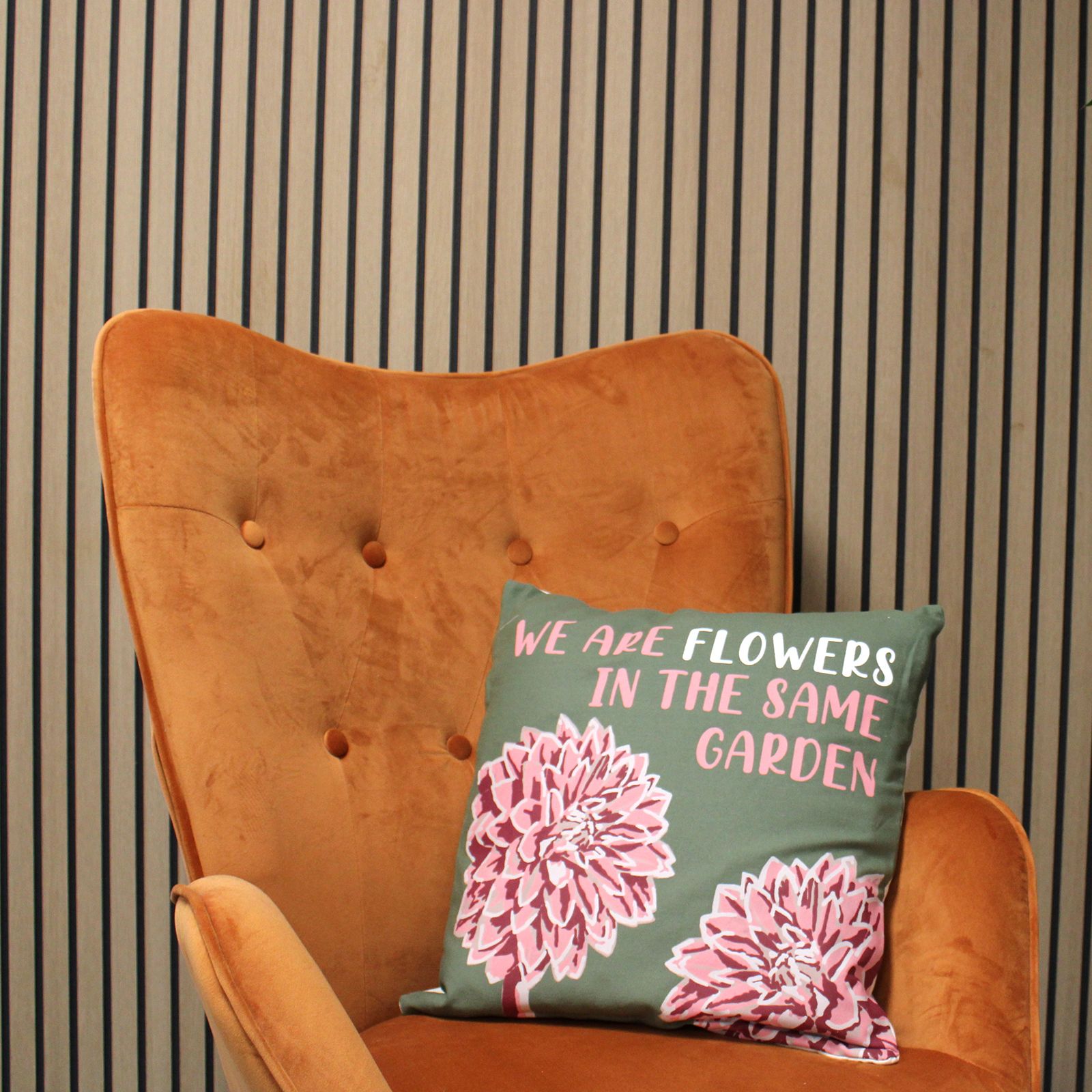 Printed Cotton Cushion Cover - We are Leaves - Blue