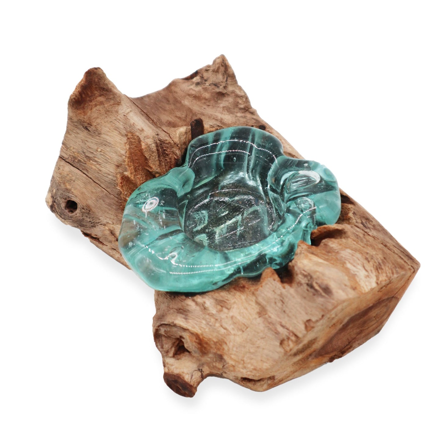 Molton Glass Candle Single Holder on Wood