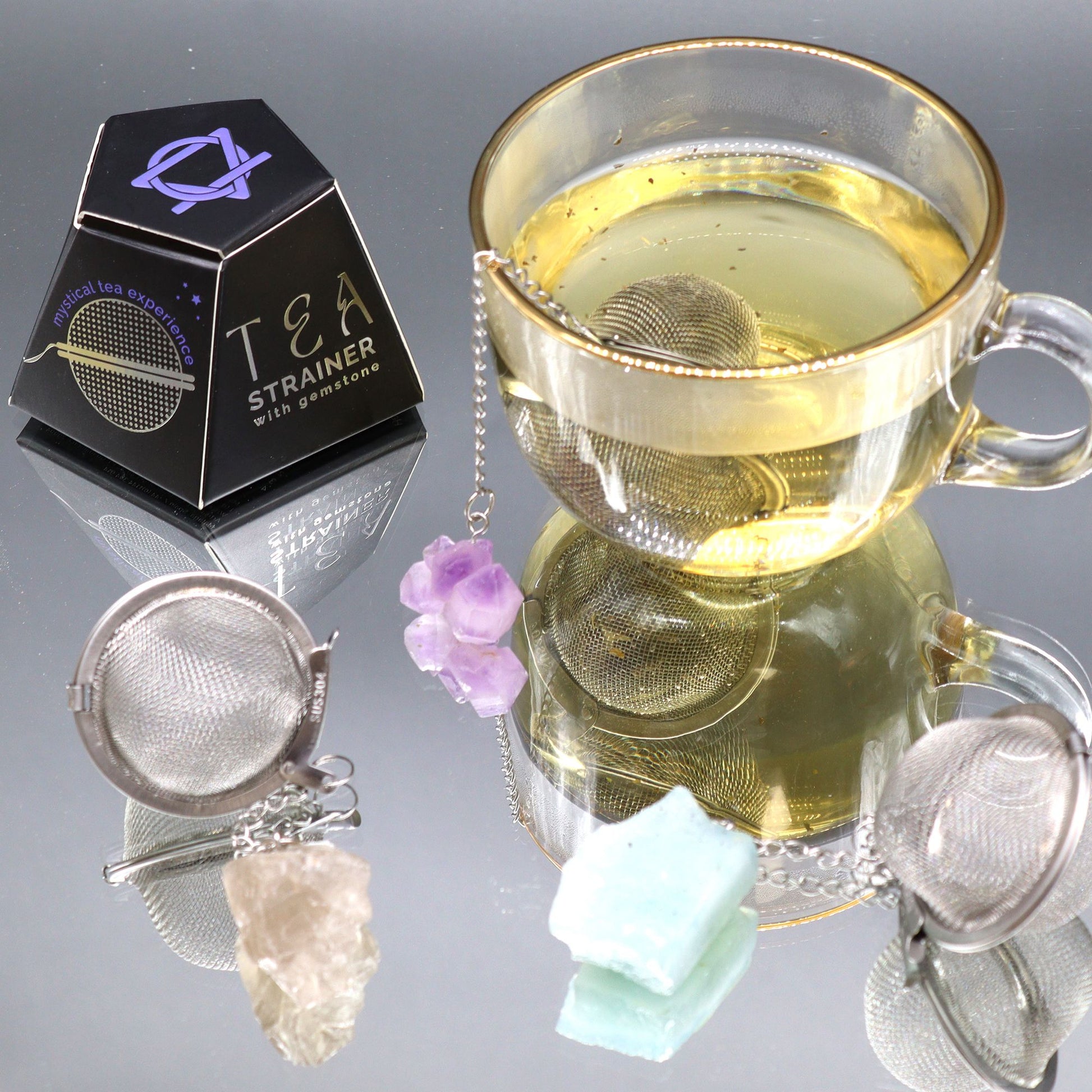 Raw Crystal Gemstone Tea Strainer - Green Aventurine