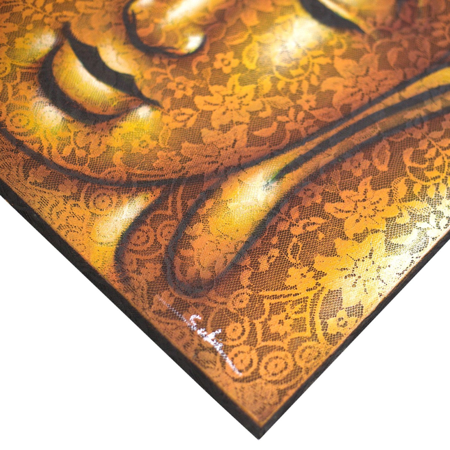 Buddah Painting - Gold Brocade Detail