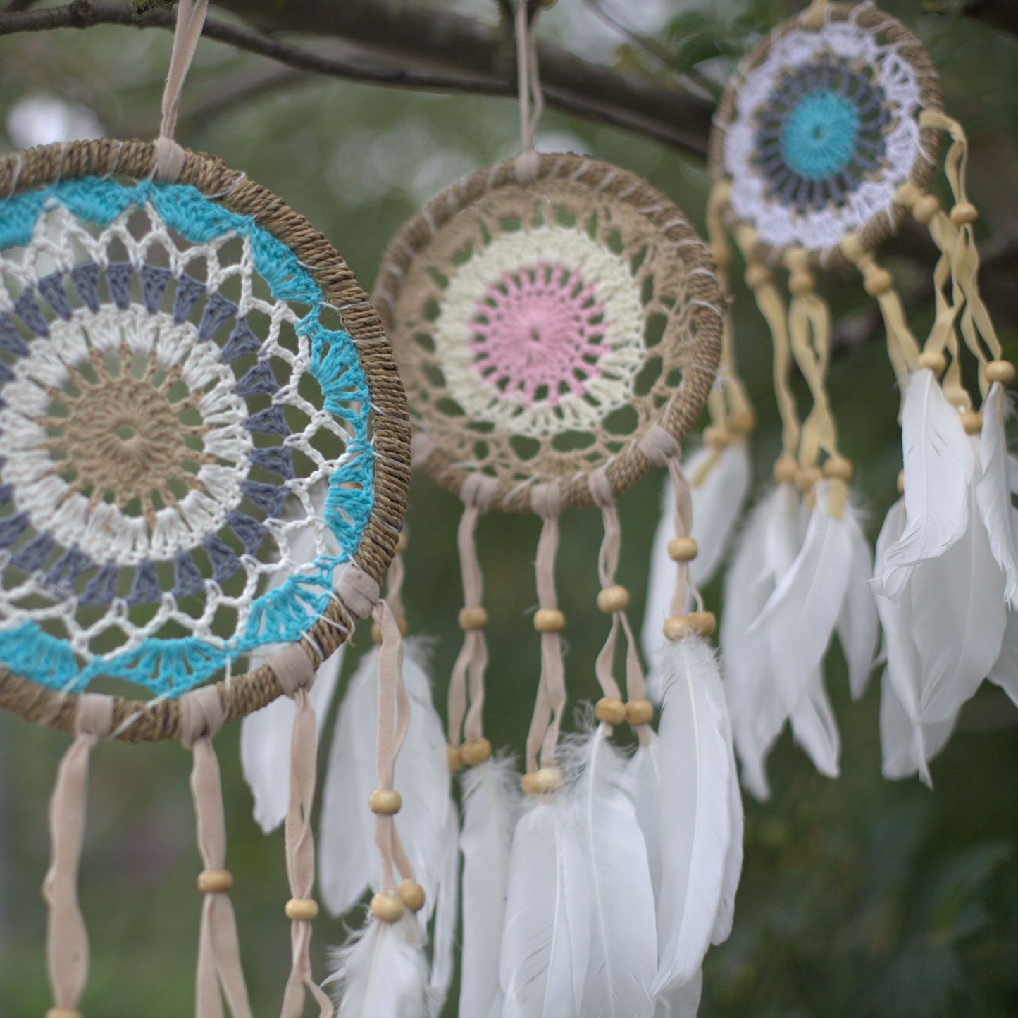 Pastel Pink Macramé Dream Catcher 12cm (asst colours)