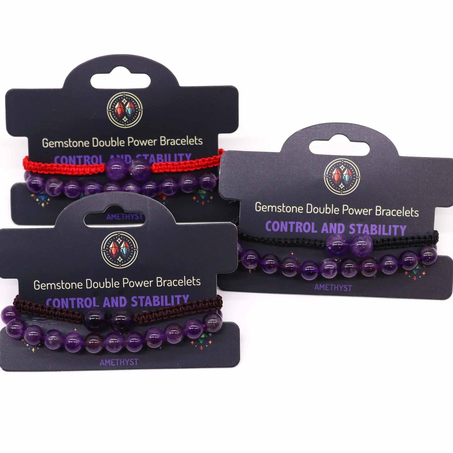 Gemstone Double Power Bracelets- Amythist