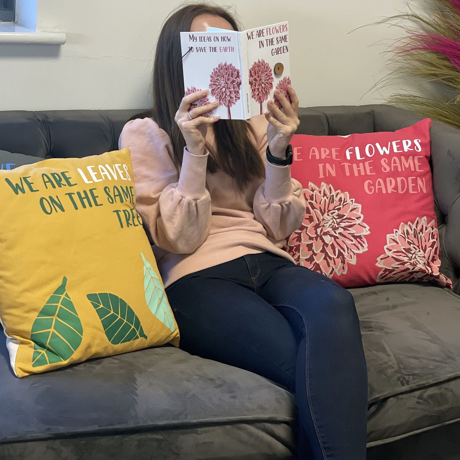 Printed Cotton Cushion Cover - We are Waves - Natural