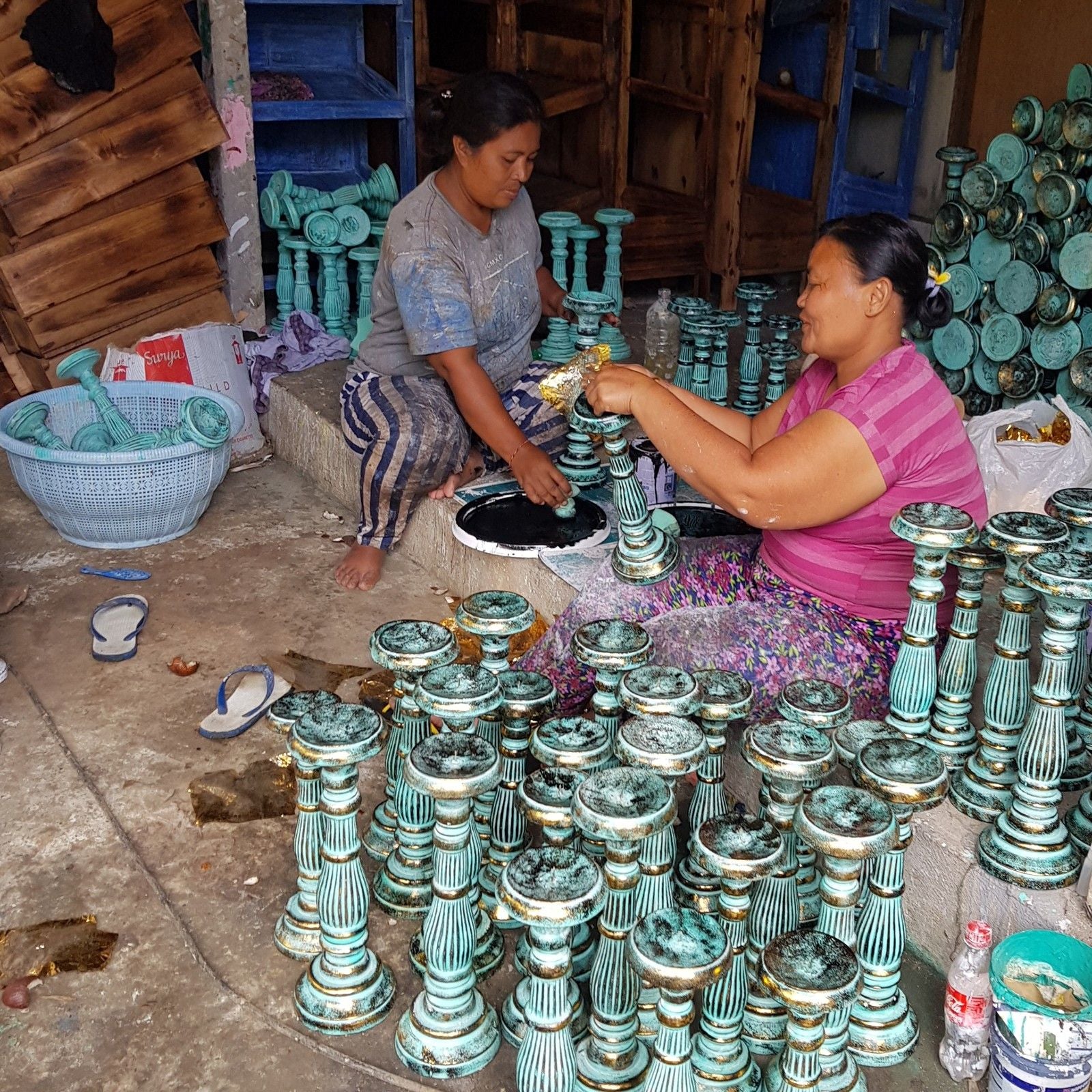 Large Candle Stand - White Gold